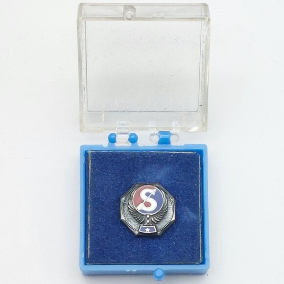 Vintage Sterling Silver Leavens Enamel "S" Wings Star Military Pin Badge With Ca - Picture 3 of 5